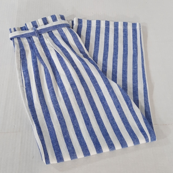 J. Crew Pants - J Crew Linen Cotton Striped Paper Bag Pants